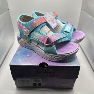 Skechers Magical Collection Unicorn Light Up Sandal Kids Size 3 Aqua Pink Purple